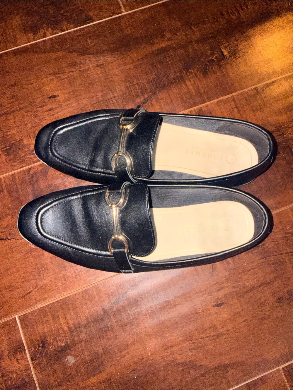 Women’s Black Leather Bit-Detail Loafers